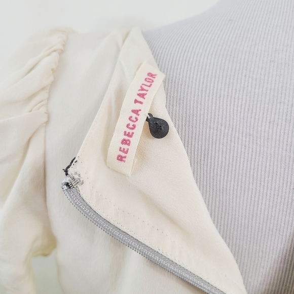 Rebecca Taylor sheath dress ivory silk gray leopard linen Office Women's size 4 - Picture 6 of 7